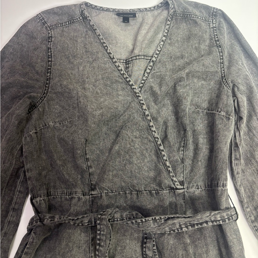 332. Who What Wear Charcoal Wrap Dress - Picture 4 of 6